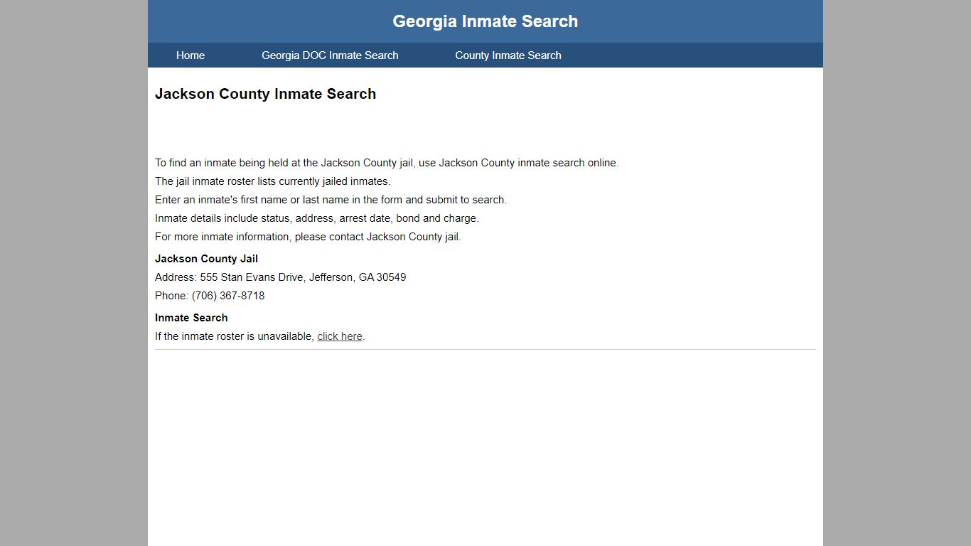 Jackson County Jail Inmate Search