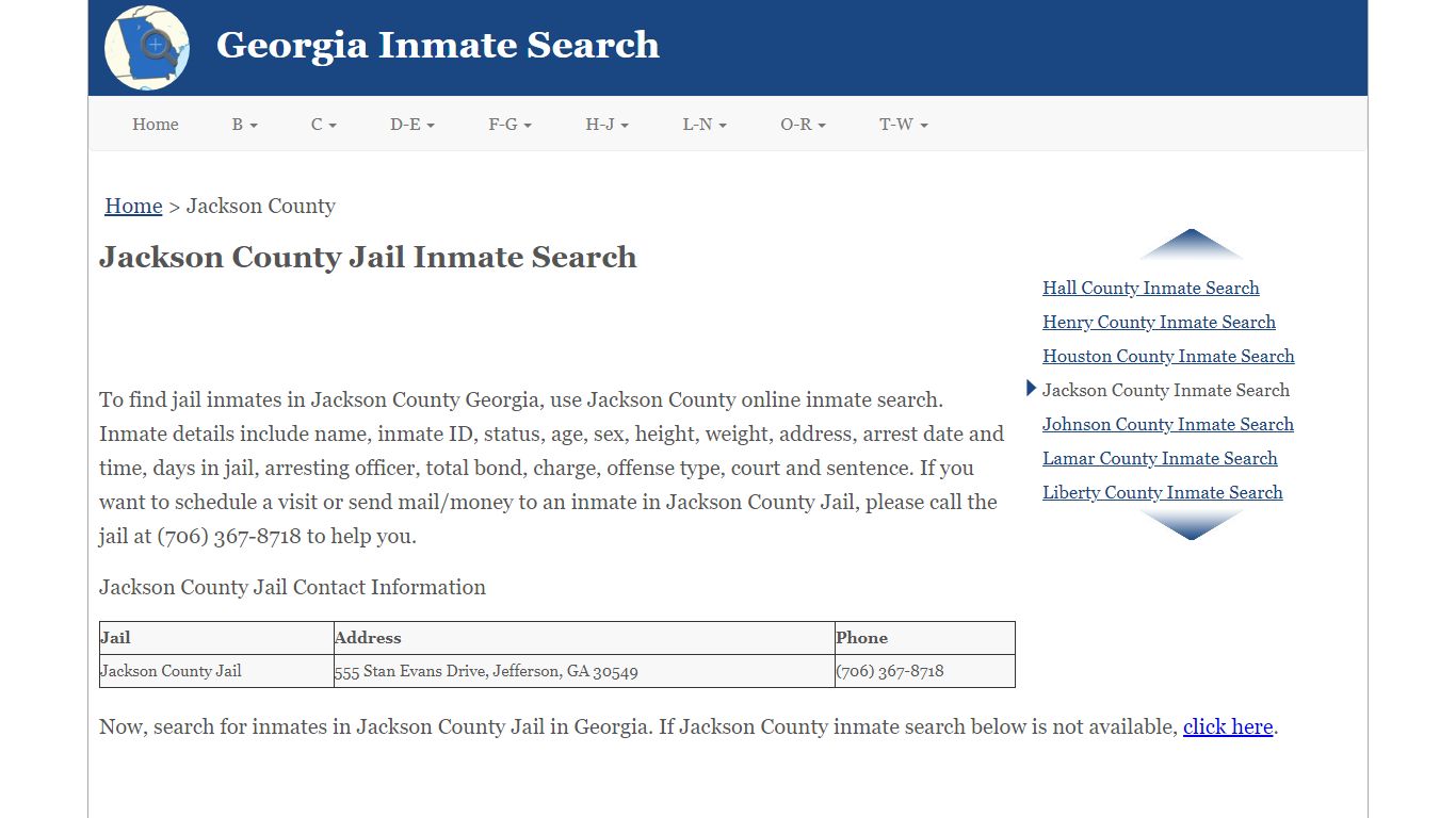 Jackson County GA Jail Inmate Search